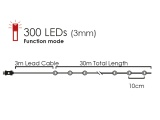 300 Led (3mm) Θερμά Λαμπάκια με Ασημί Καλώδιο Χαλκού & Πρόγραμμα (XSW300WWAF44)